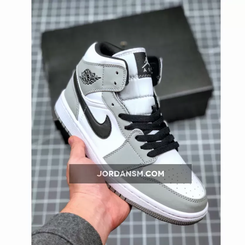 Air Jordan 1 Mid Light Smoke Grey/Black-White 554724-092 / air jordan 1 mid black and grey