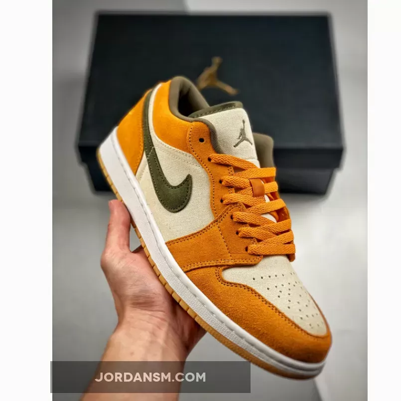 Air Jordan 1 Low White/Light Curry/Medium Olive DH6931-102