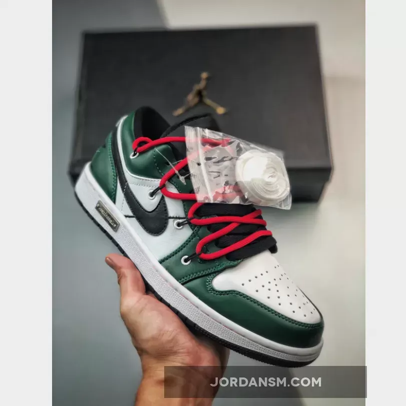 Custom Air Jordan 1 Low Pine Green White Black / jordan lows pine green