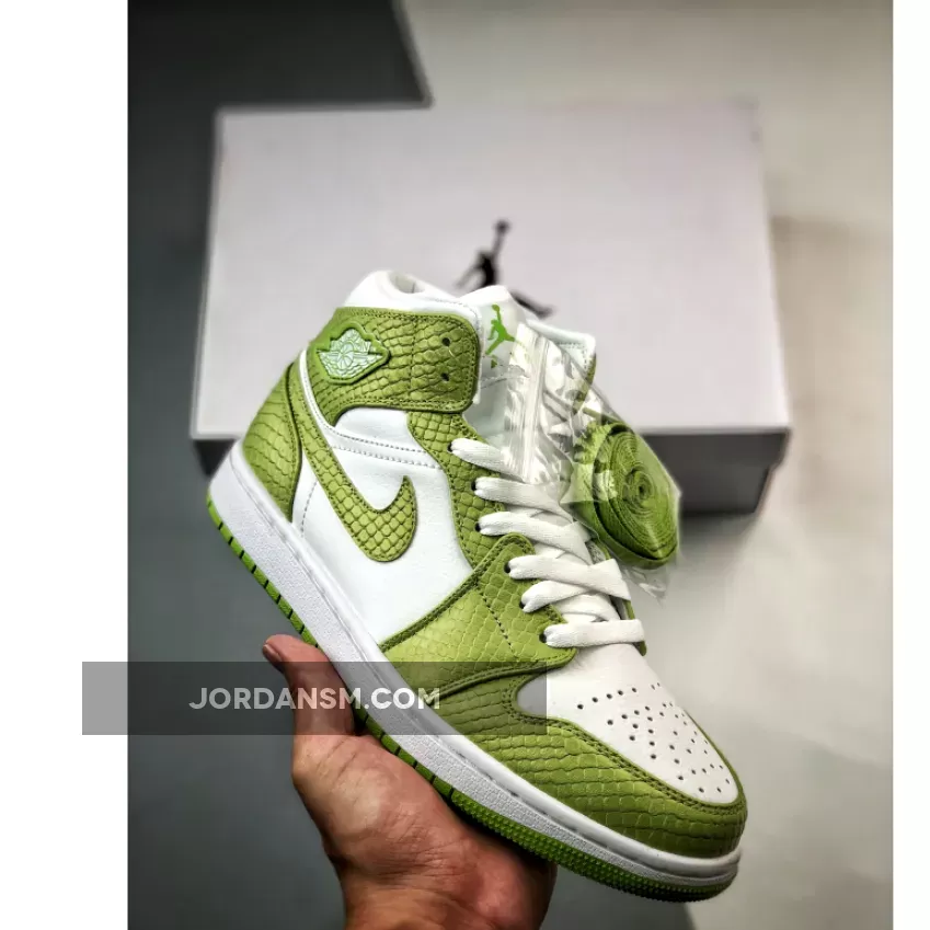 Air Jordan 1 Mid Green Python White/Vivid Green DV2959-113
