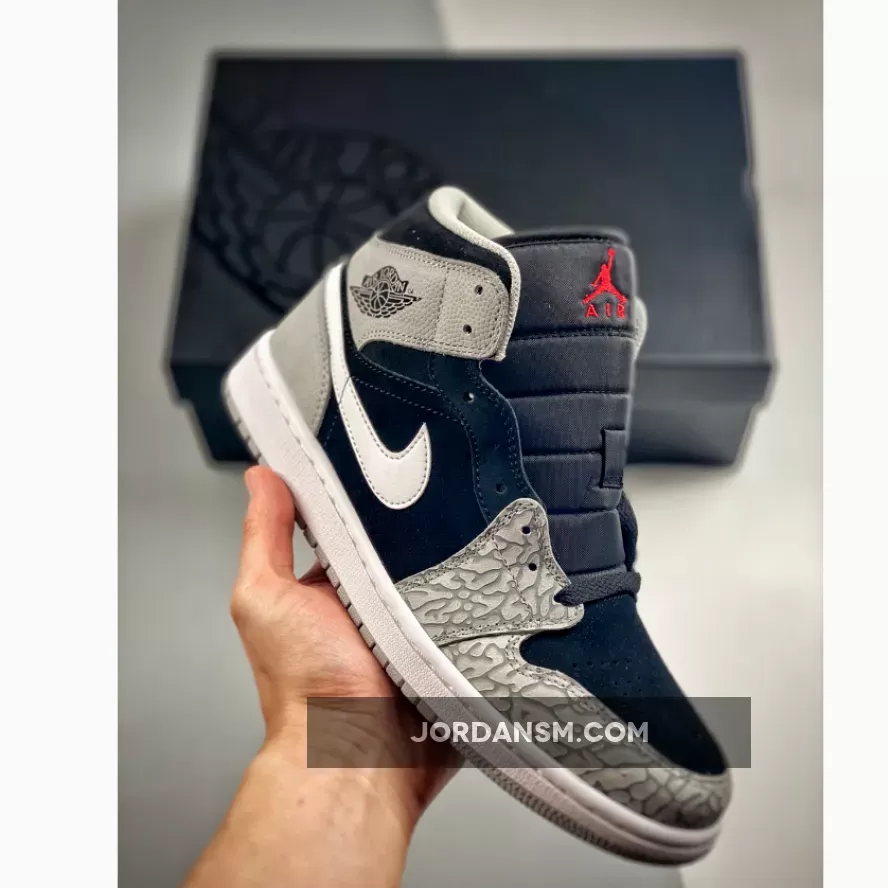 Air Jordan 1 Mid Elephant Print Black/Grey-White DM1200-016 / elephant print jordan 1