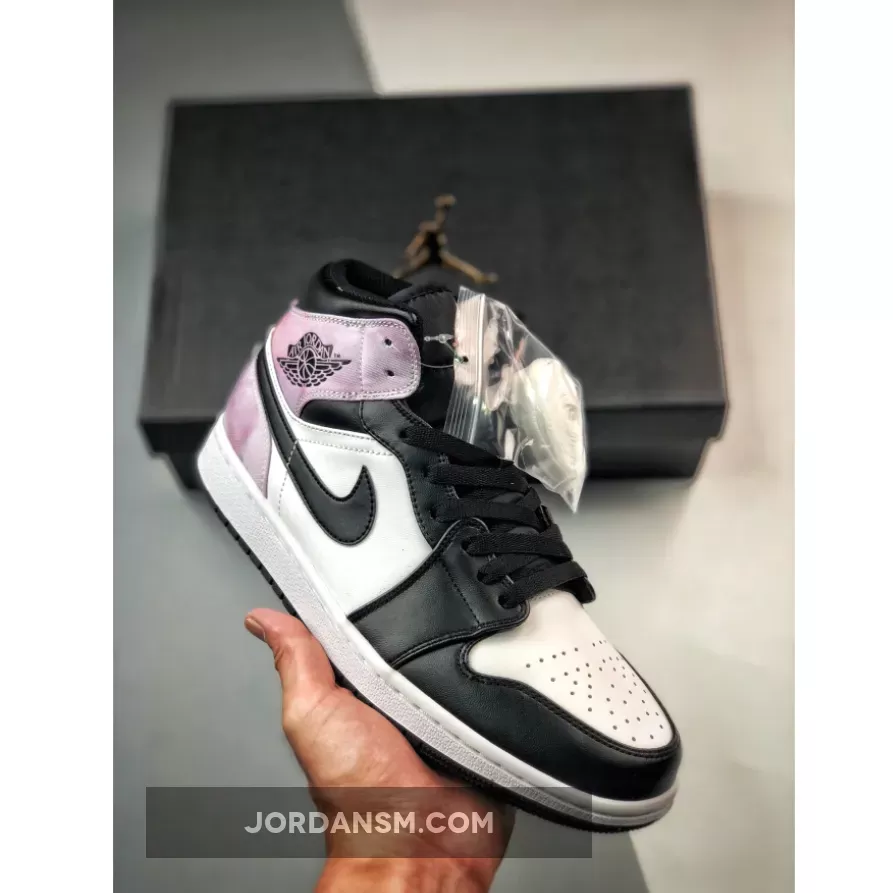 Air Jordan 1 Mid "Tie-Dye" Black/White/Amethyst Wave/Bleached Coral