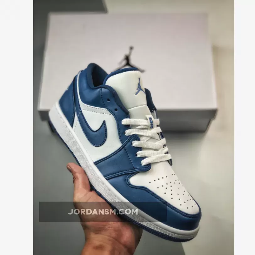 Air Jordan 1 Low White/Dark Marina Blue DC0774-114 Restock