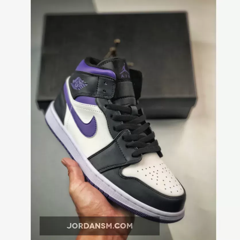 Air Jordan 1 Mid White Black Purple 554724-095 / air jordan 1 mid se white/court purple-black