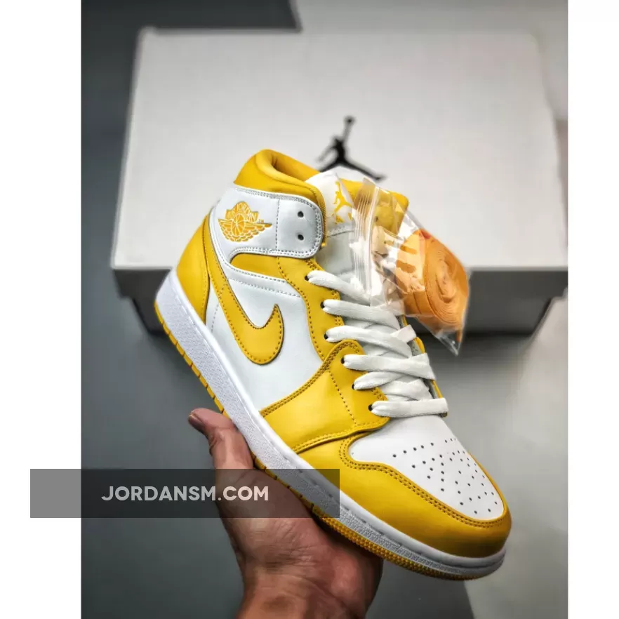 Air Jordan 1 Mid 'Pollen' White Yellow BQ6472-117 / jordan blue and yellow