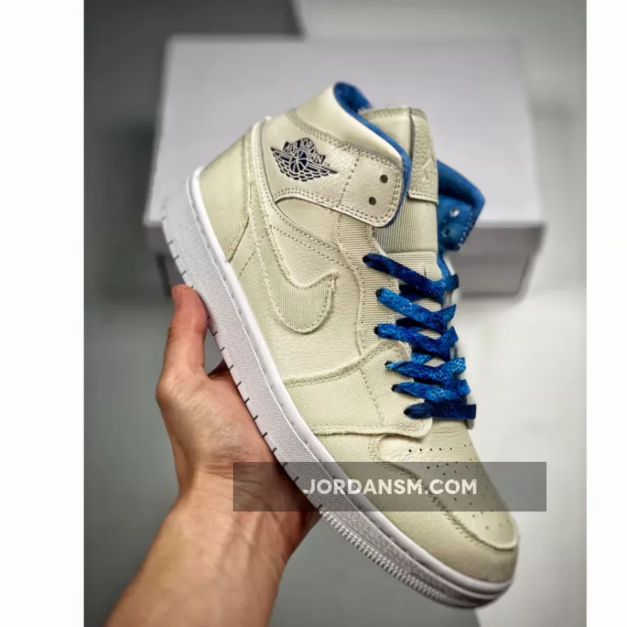 Air Jordan 1 Mid Sanddrift/Midnight Navy-White-Sail DM9126-104 / jordan 1 mids navy blue