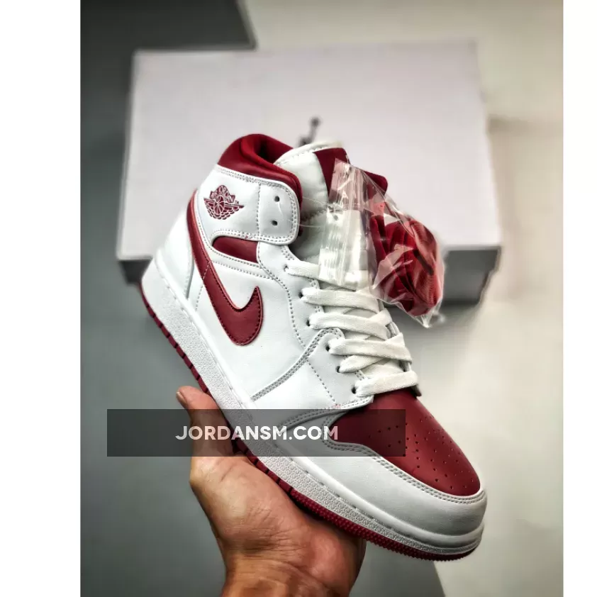 Air Jordan 1 Mid 'Red Toe' White Pomegranate BQ6472-161 / air jordan 1 mid se red pomegranate