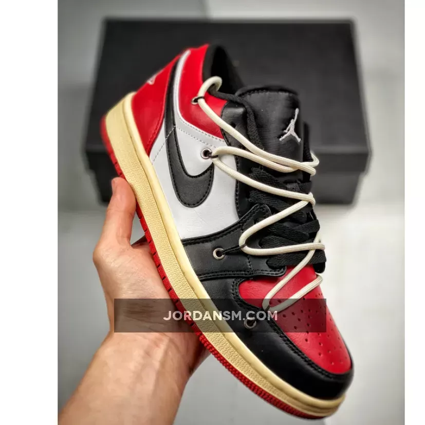 Custom Air Jordan 1 Low Black Red White / jordan 1 low red white black