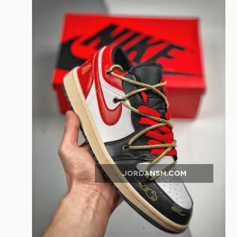 Custom Air Jordan 1 Low White Black Red / jordan 1 lows red black white