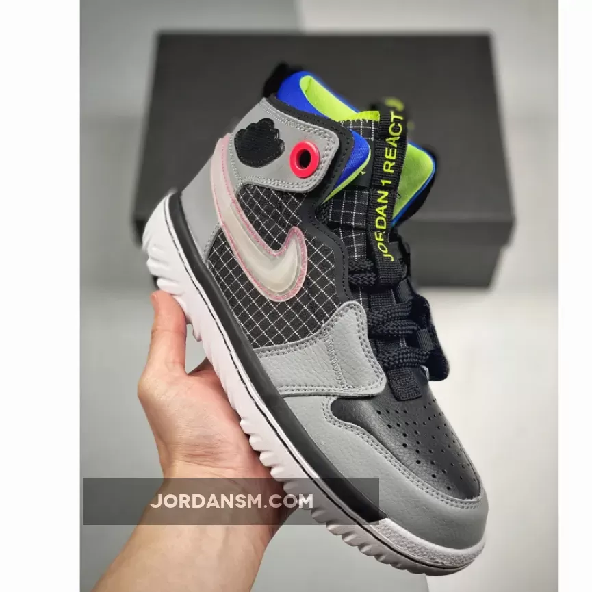 Air Jordan 1 React Black Grey Green Blue Pink AR5321-002 Restock