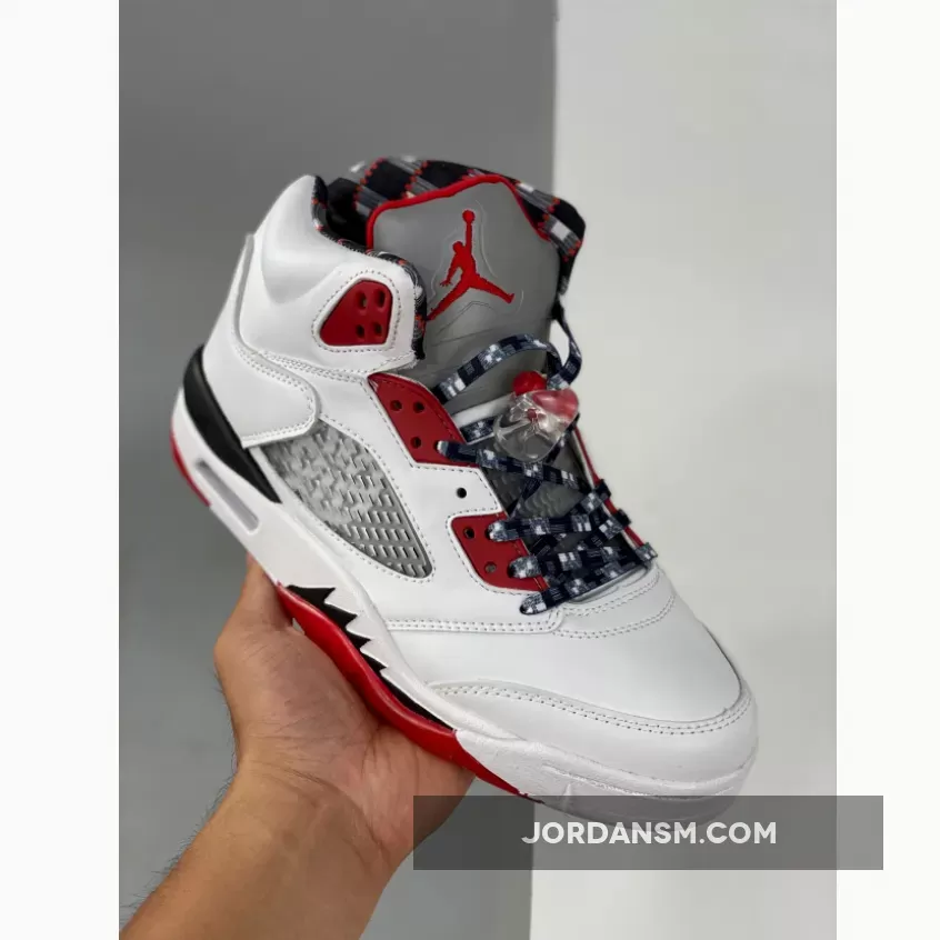 Air Jordan 5 'Quai 54' White/University Red-Black DJ7903-106 Restock