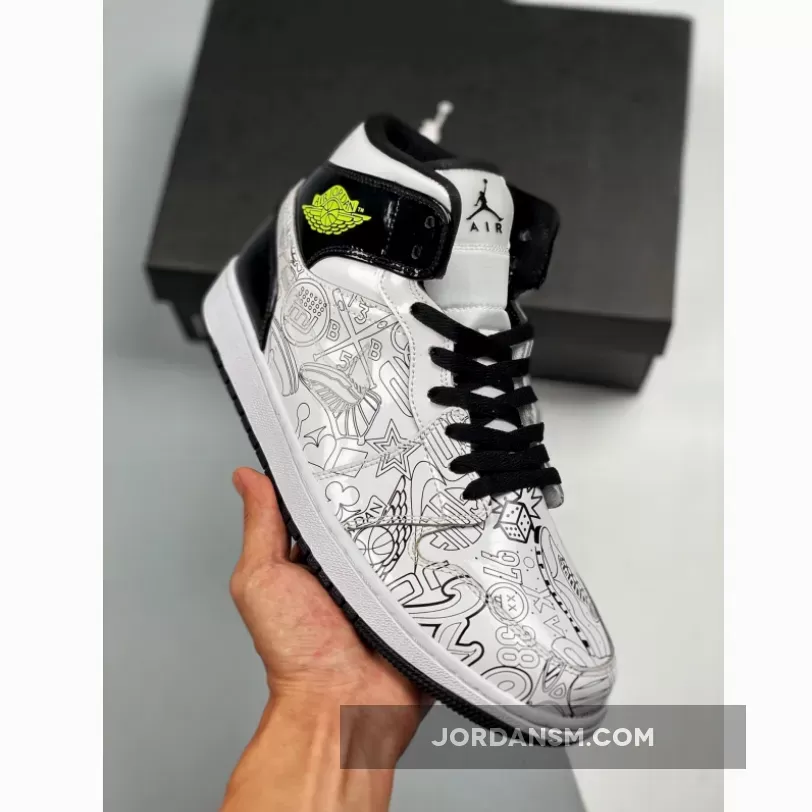 Air Jordan 1 Mid "DIY" White/Black-Volt