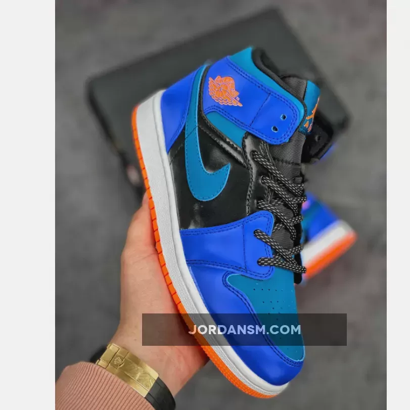 Air Jordan 1 Mid Racer Blue/Black/Total Orange/Green Abyss 554725-440 Restock