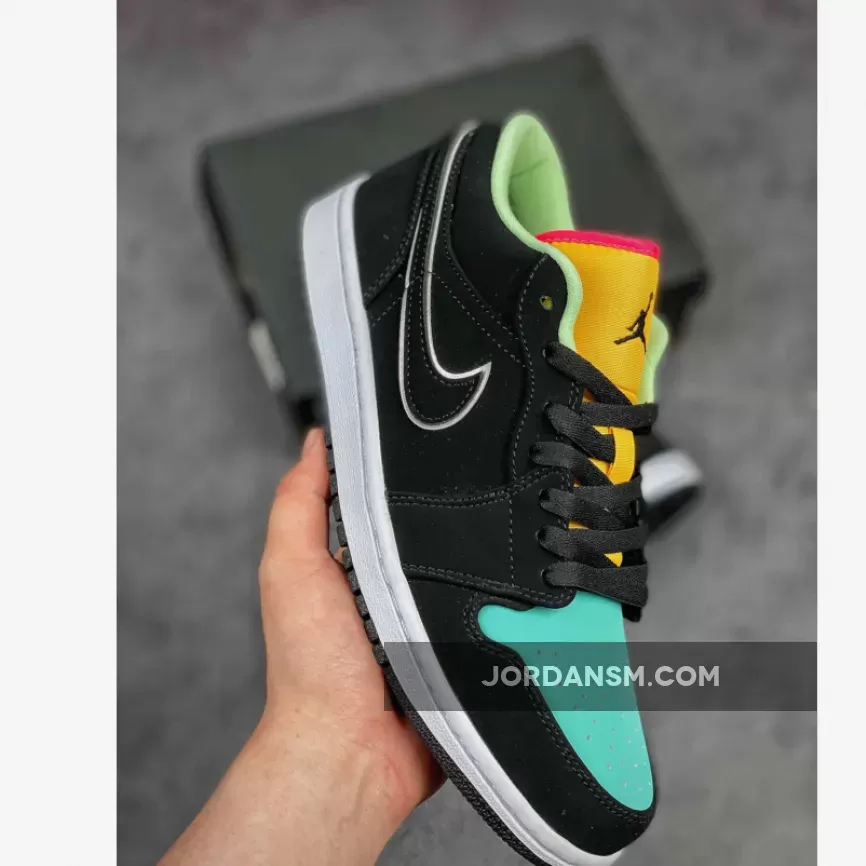 Air Jordan 1 Low Black/Aurora Green/Laser Orange CK3022-013 New Releases