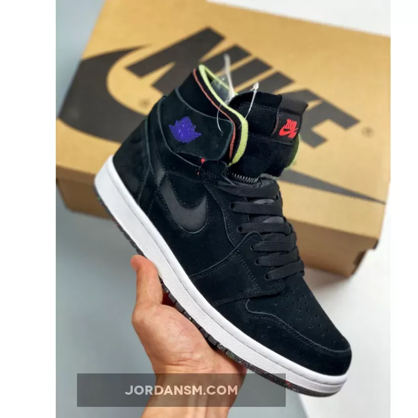 Air Jordan 1 High Zoom Comfort Black/Court Purple-Hot Punch-Green Glow CT0978-005 Restock