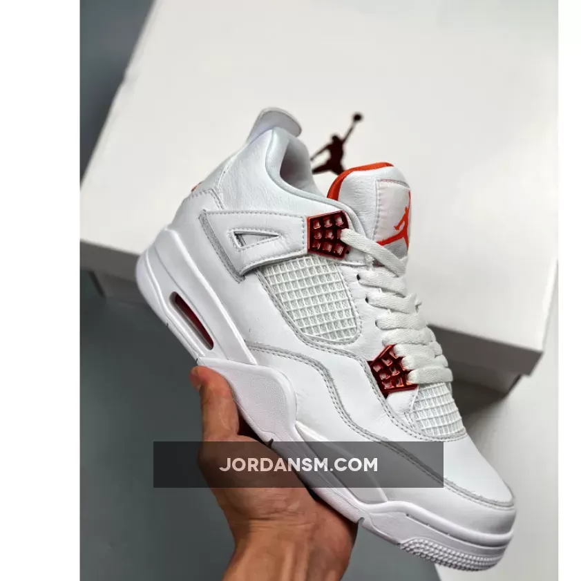 Air Jordan 4 White/Team Orange-Metallic Silver CT8527-118 Restock