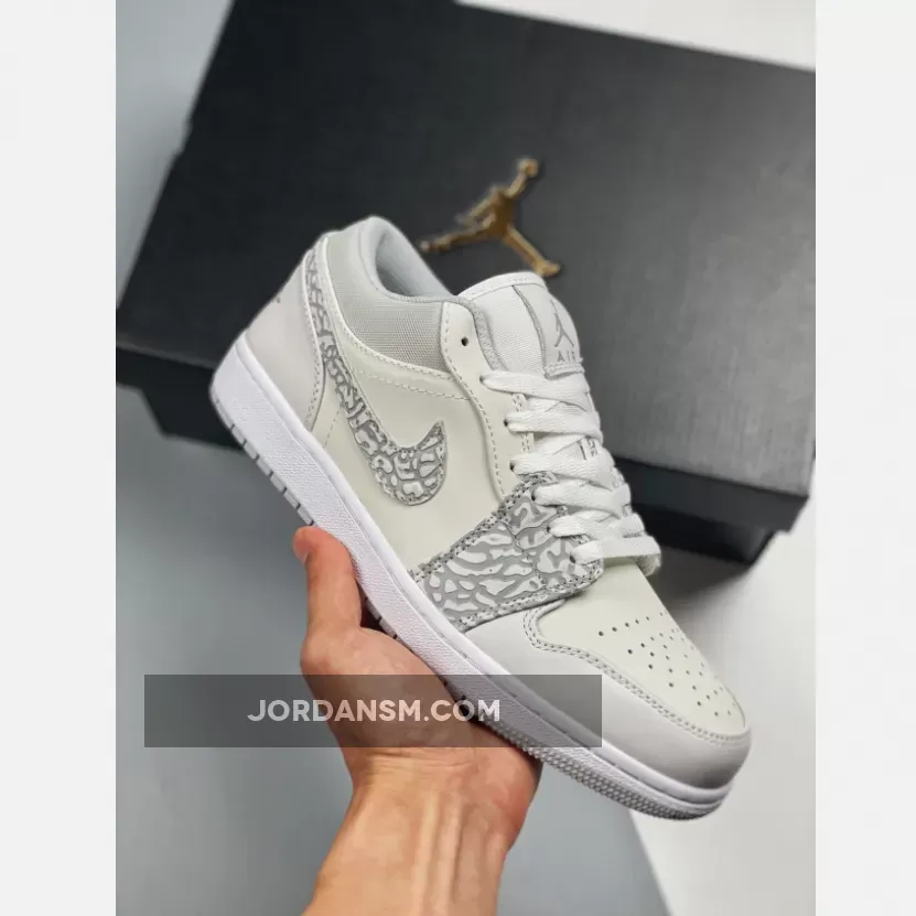 Air Jordan 1 Low PRM 'Elephant Print' White/Neutral Grey-Sail DH4269-100 Online