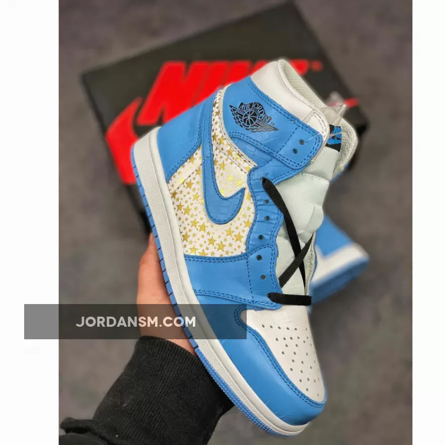 Supreme X Air Jordan 1 High Stars University Blue 555088-181 New Releases