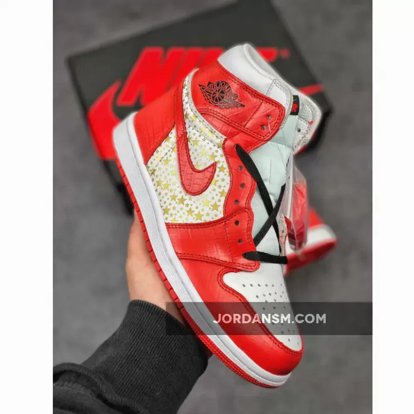 Supreme X Air Jordan 1 High Stars Varsity Red 555088-600 New Releases