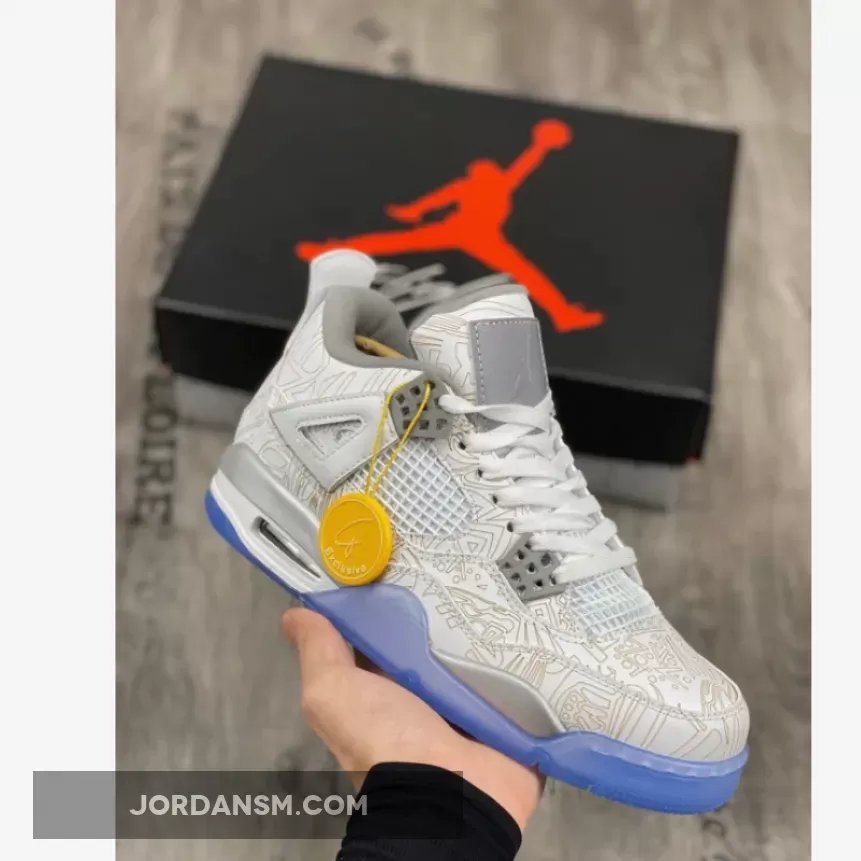 Air Jordan 4 'Laser' White/Chrome-Metallic Silver 705333-105 Online