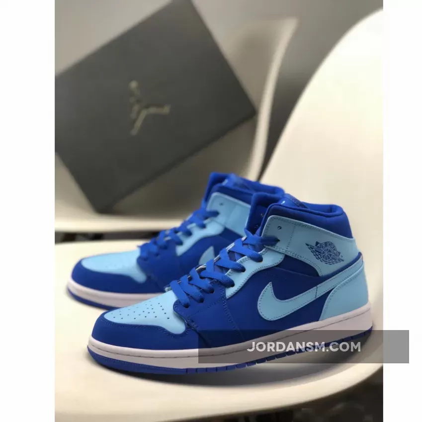 Air Jordan 1 Mid Varsity Royal/Ice Blue-White 554724-400 Online