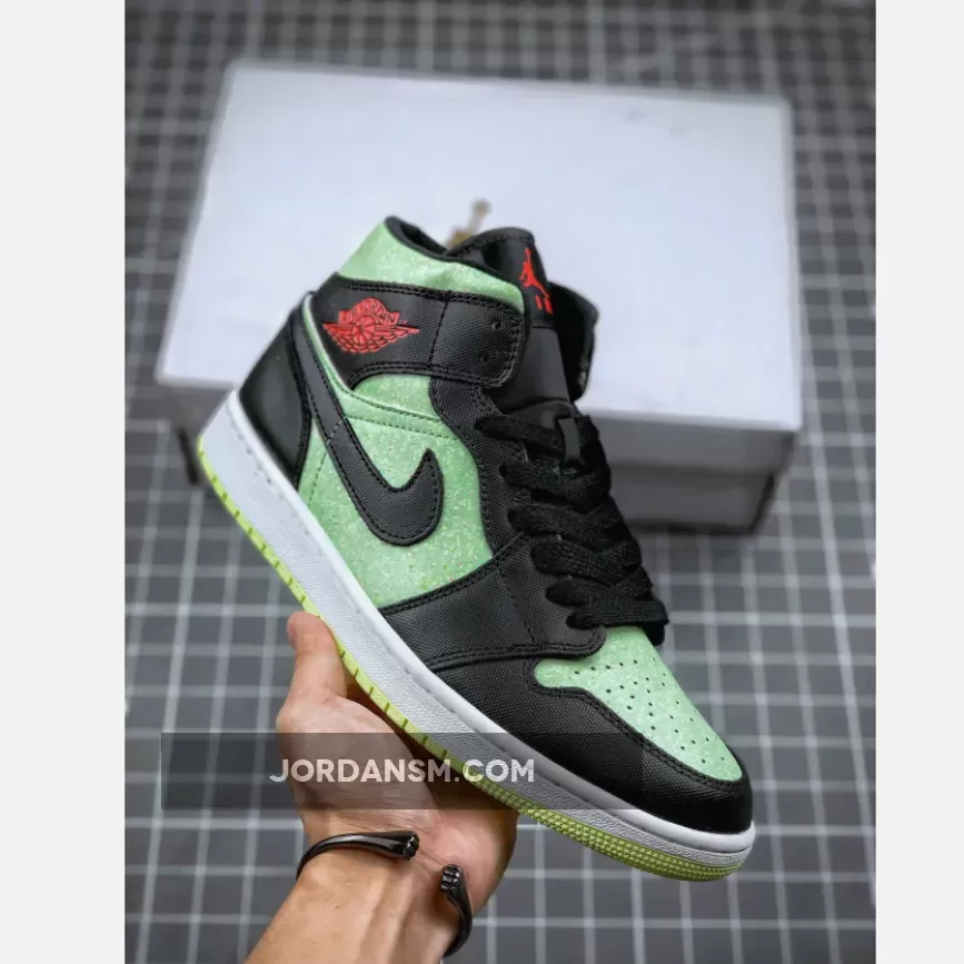Air Jordan 1 Mid SE Black/Chile Red-Barely Volt CV5276-003 Online