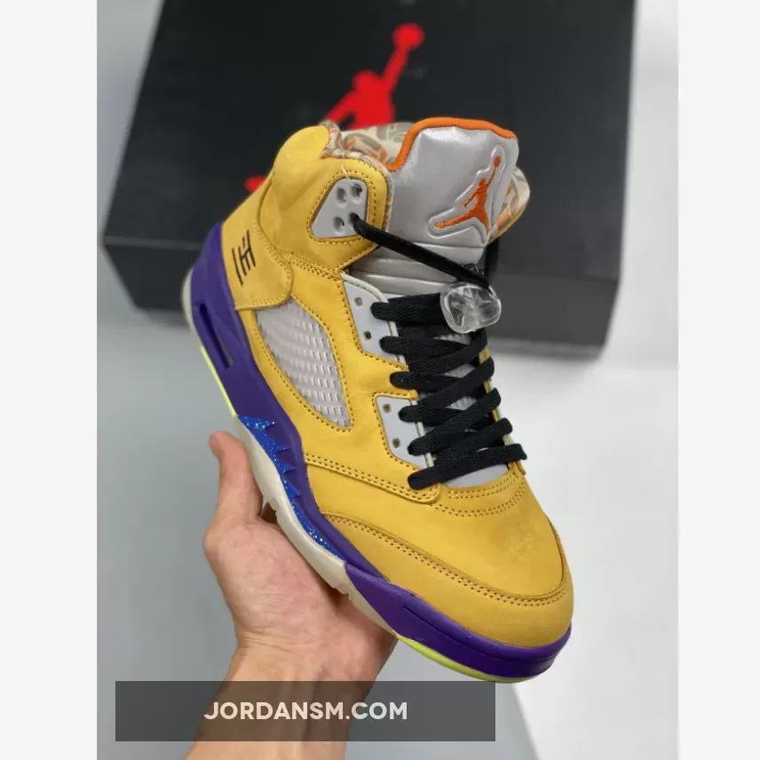Air Jordan 5 'What The' Varsity Maize/Court Purple-Ghost Green-Solar Orange CZ5725-700 Online