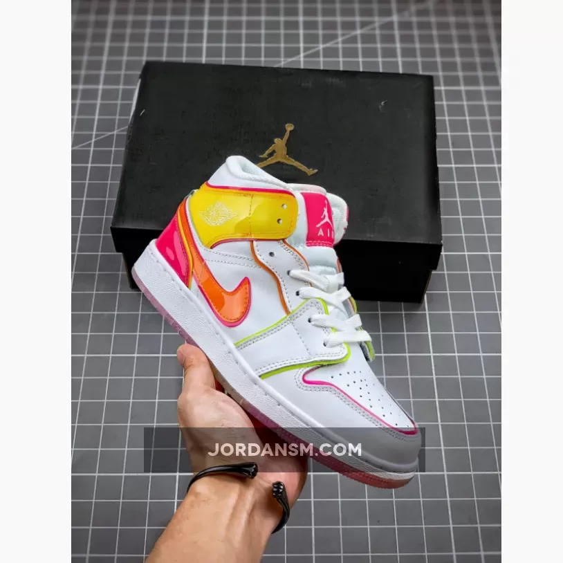 Air Jordan 1 Mid White/Hyper Crimson-Pink CV4611-100 Online