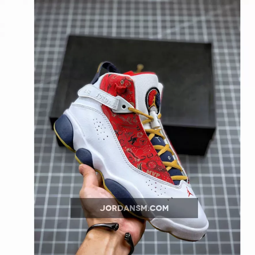 Jordan 6 Rings White/Wheat-Varsity Red-Midnight Navy 322992-163 Restock