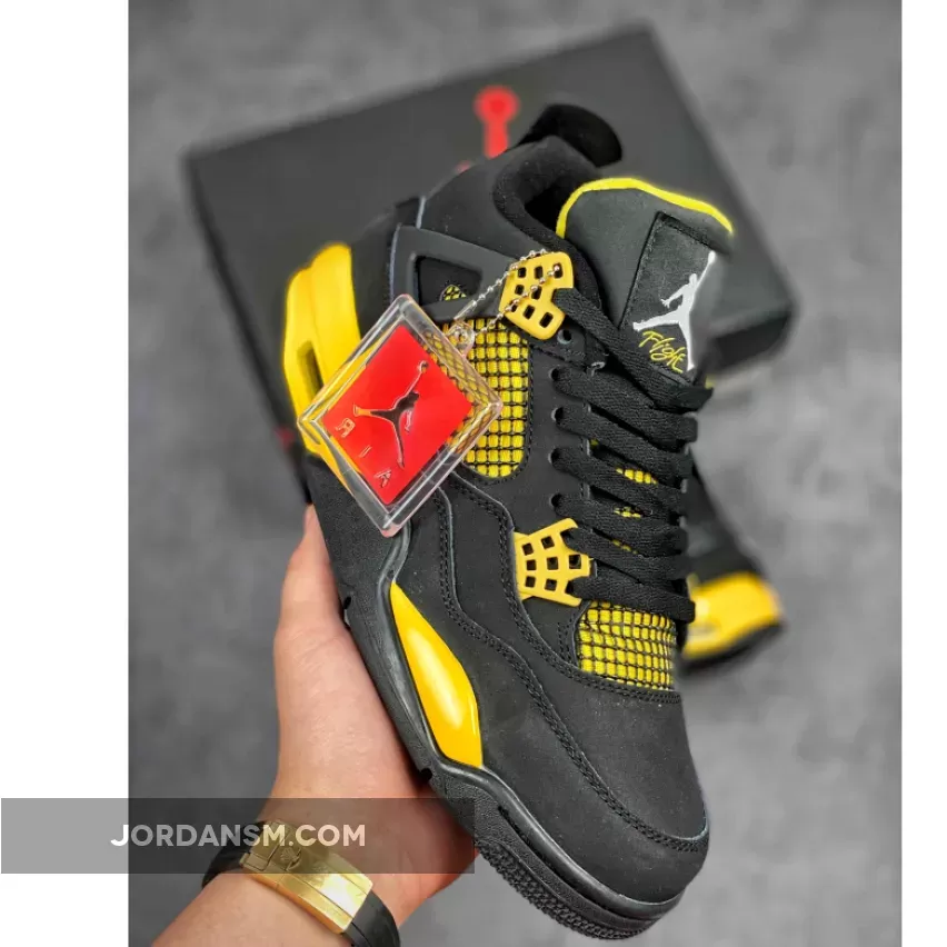 Air Jordan 4 'Thunder' Black/White-Tour Yellow 308497-008 Online