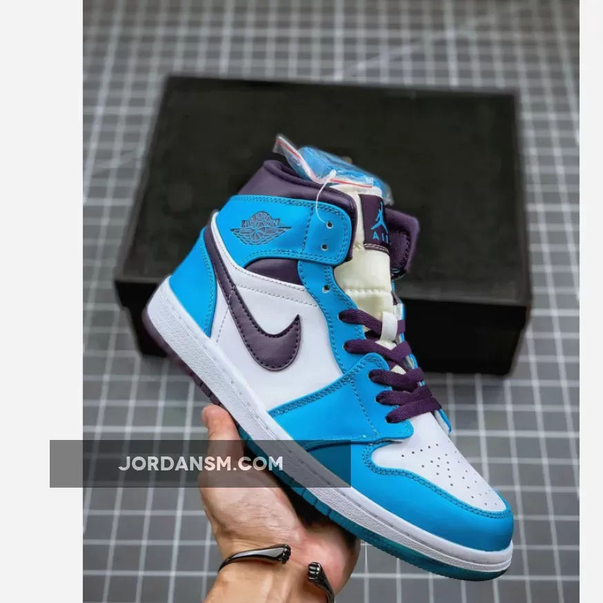Air Jordan 1 Mid ‘Hornets’ Blue Lagoon/Grand Purple/White 554724-415 Restock