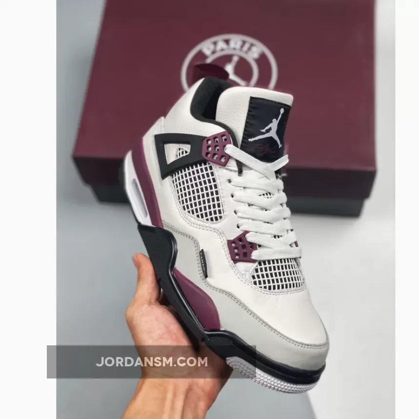 Air Jordan 4 "PSG" White/Neutral Grey-Black-Bordeaux