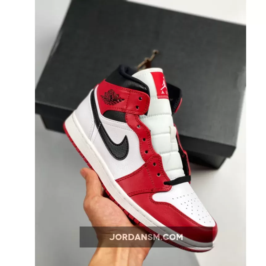 Air Jordan 1 Mid 'Chicago' White/Gym Red-Black 554724-173/554725-173 New Releases