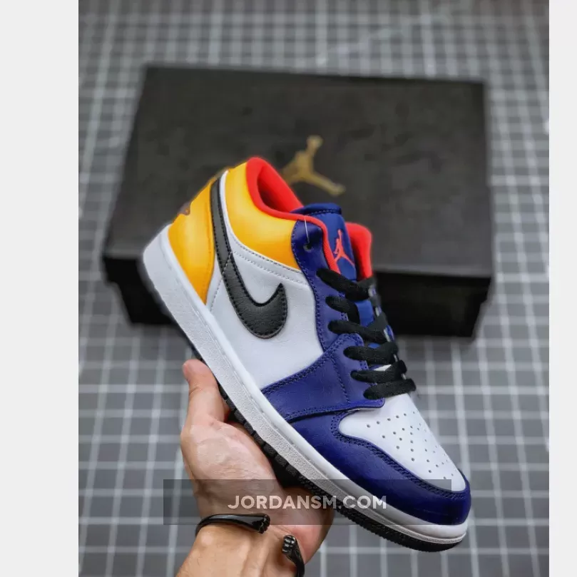 Air Jordan 1 Low White/Royal Blue-Yellow 553558-123 / jordan 1 low royal yellow