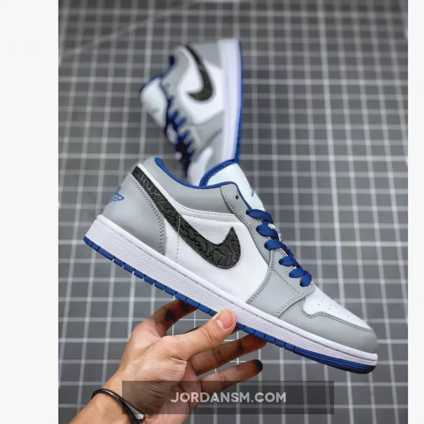 Air Jordan 1 Low White/True Blue-Cement Grey-Black 553558-103 Online