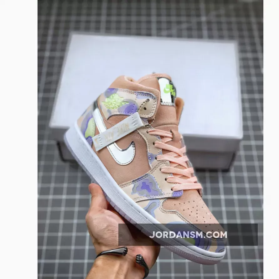 Air Jordan 1 Mid 'Pherspective' Washed Coral/Chrome/Light Whistle / jordan 1 chrome