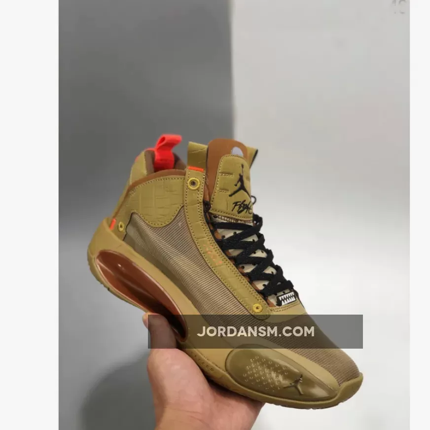 Air Jordan 34 'Bayou Boys' PE Brown Kelp/Bright Crimson DA1897-300 Restock