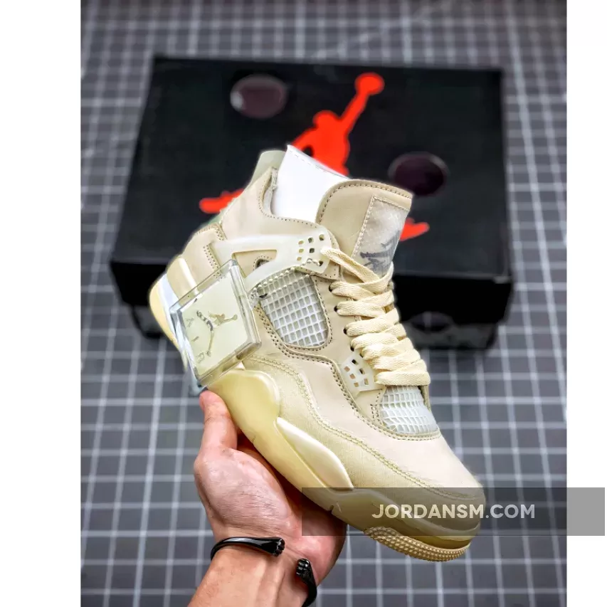 Off-White X Air Jordan 4 SP Sail/Muslin-White-Black Restock