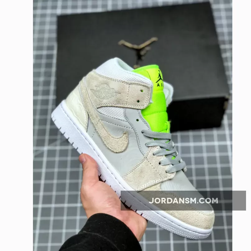 Air Jordan 1 Mid Vast Grey/Ghost Green-White / jordan 1 vast grey