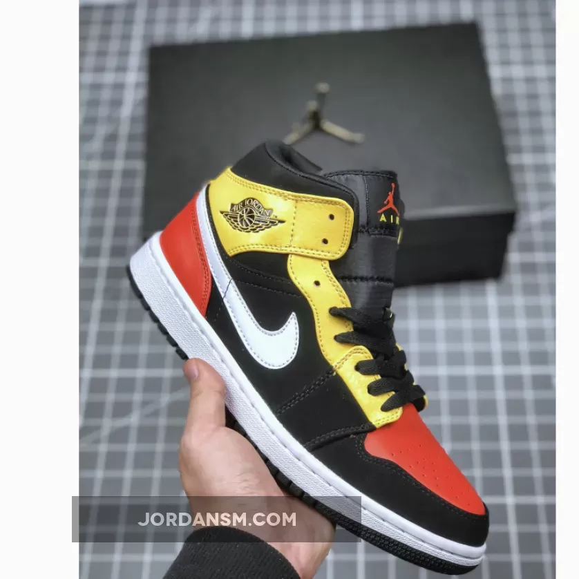 Air Jordan 1 Mid SE Black/Amarillo-White-Team Orange / black/team orange/amarillo