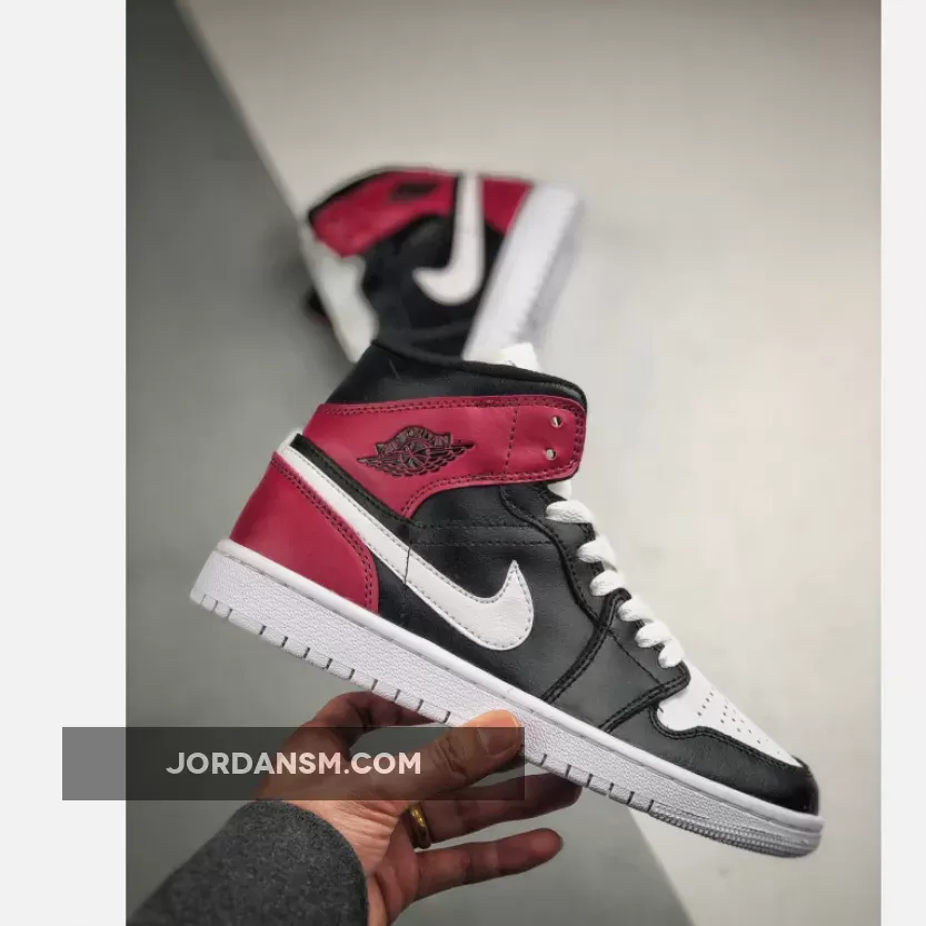 Air Jordan 1 Mid WMNS Black/White-Noble Red Online