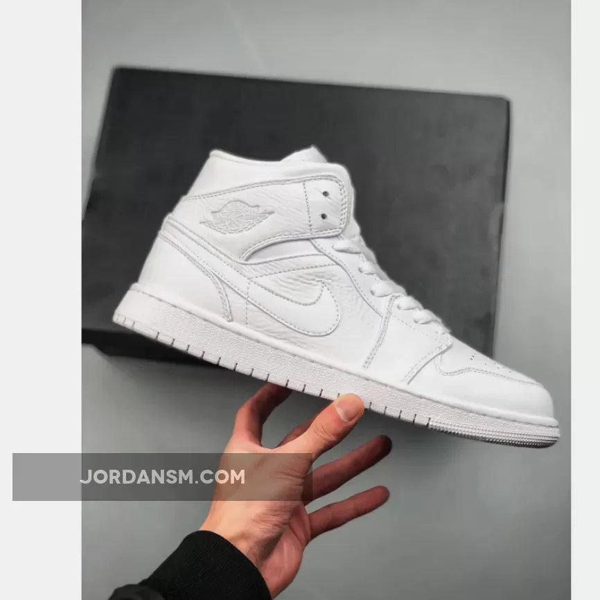Air Jordan 1 Mid 'Triple White' 554724-109 New Releases