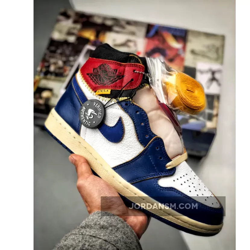 Union X Air Jordan 1 Retro High OG NRG White/Storm Blue-Varsity Red BV1300-146 New Releases
