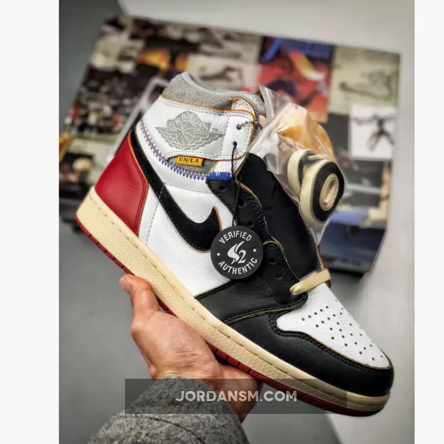 Union X Air Jordan 1 Retro High OG NRG White/Varsity Red-Wolf Grey-Black BV1300-106 Restock