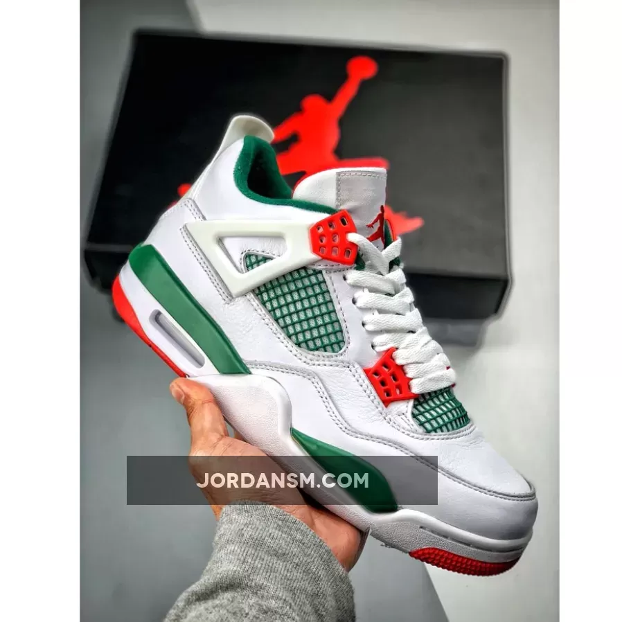 Air Jordan 4 Retro 'Do The Right Thing' White/Gorge Green-Varsity Red / red and green jordans