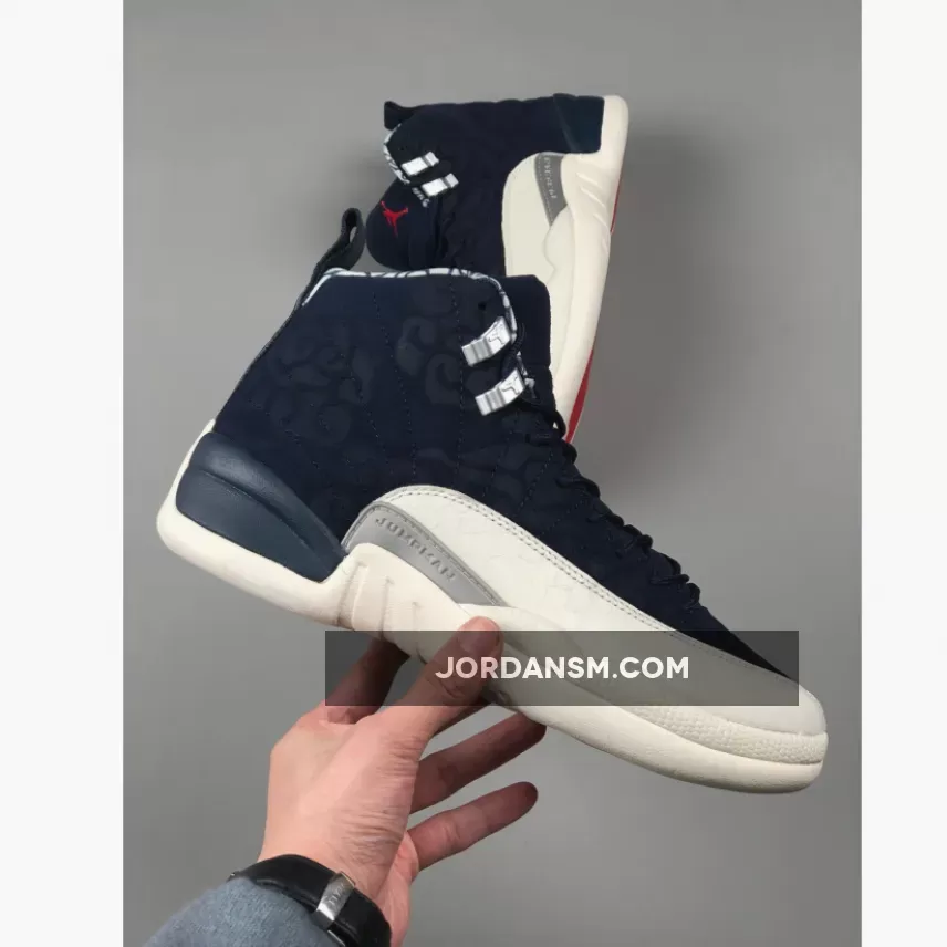 Air Jordan 12 'International Flight' College Navy/Sail-University Red BV8016-445 Online