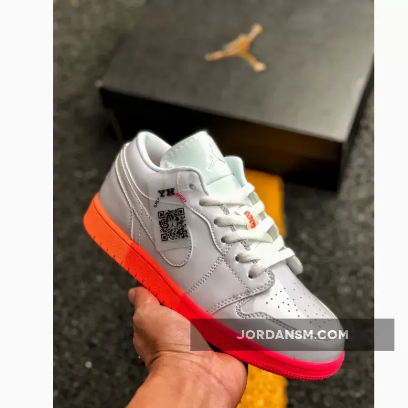 Air Jordan 1 Low GS White/Bright Crimson-Bright Mango-White