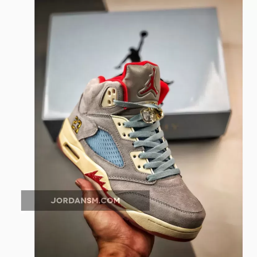 Trophy Room x Air Jordan 5 JSP Ice Blue/Sail-Metallic Gold-University Red