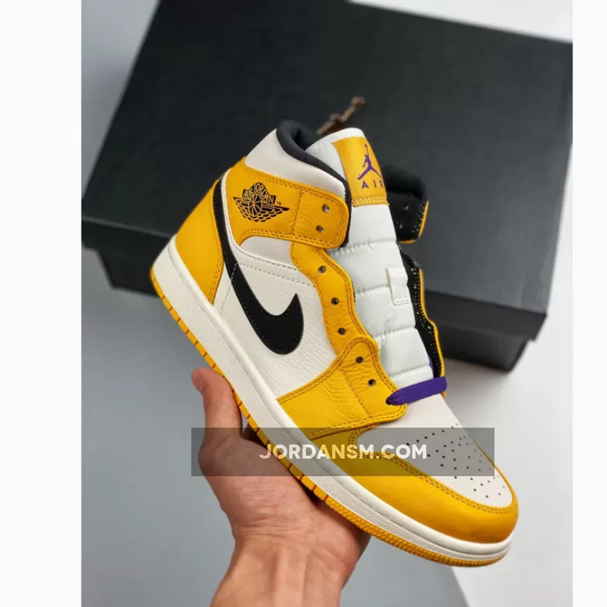 Air Jordan 1 Mid 'Lakers' Yellow White Purple / purple yellow white jordan 1
