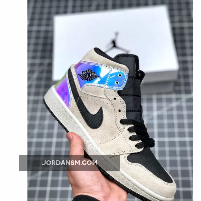 Air Jordan 1 Mid 'Iridescent' Pinkish/Beige-Black BQ6472-602 Restock